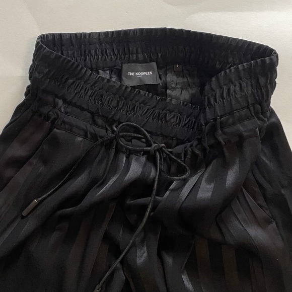 The Kooples Loose Black Viscose Trousers w/ Stripes, Size 2 (Medium) Silky Pant - Picture 6 of 10